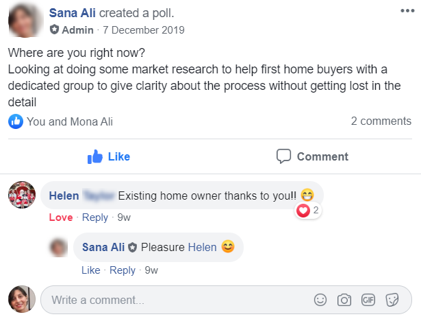 Helen Facebook comment