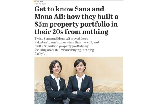 Mona and Sana Ali on the cover of a real estate article